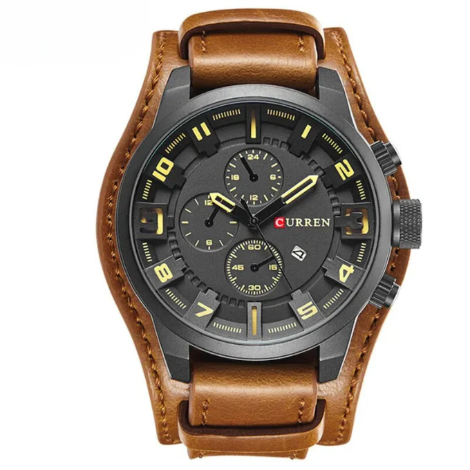 Elegante Herren Chronograph Armbanduhr Leder - Image 6