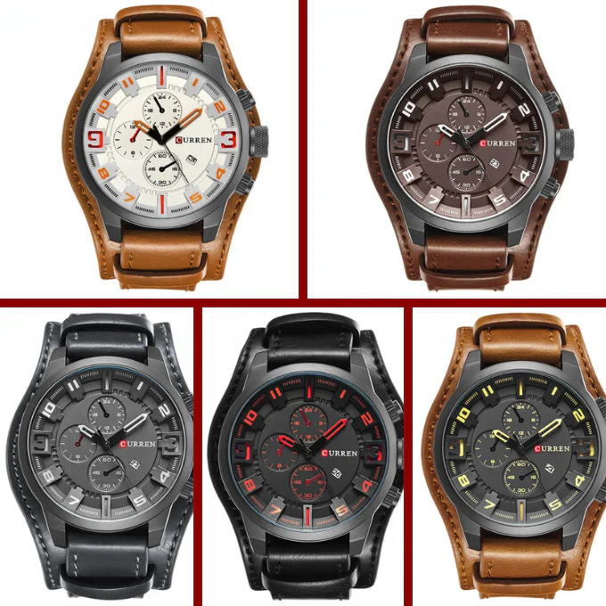 Elegante Herren Chronograph Armbanduhr Leder - Image 9