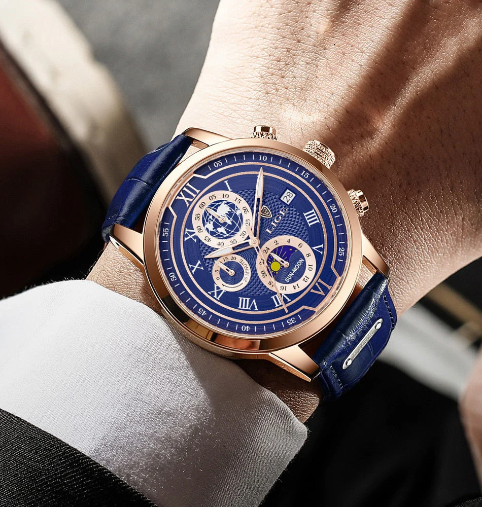 Edles Leder Chronograph Herren Armbanduhr - Image 10