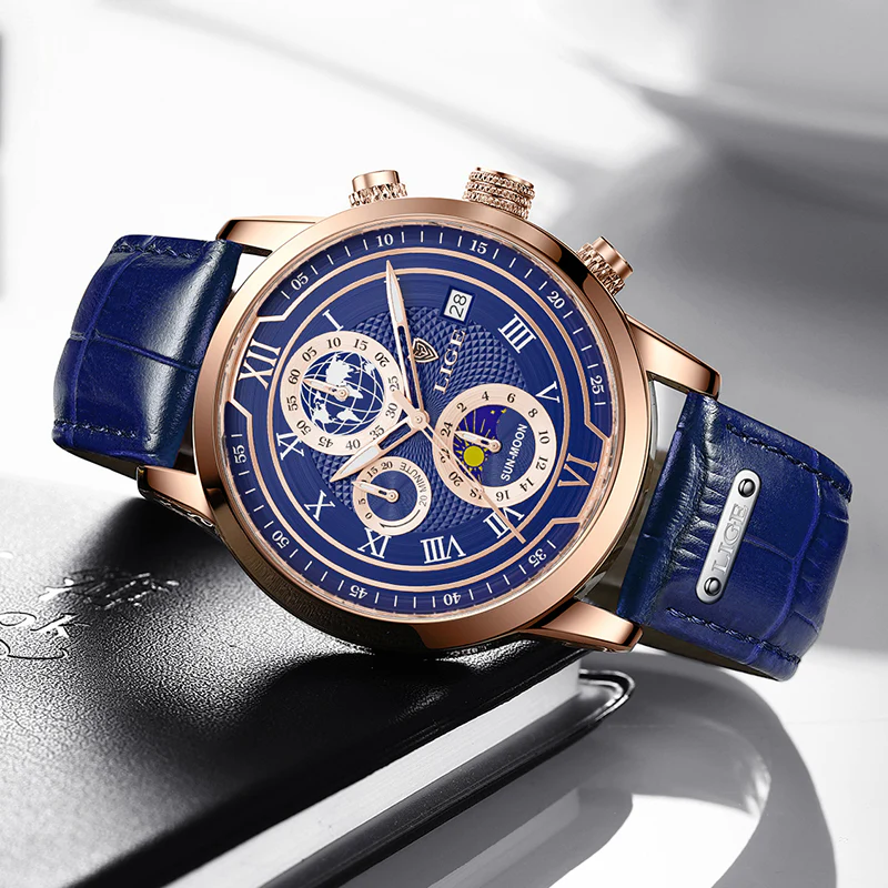 Edles Leder Chronograph Herren Armbanduhr - Image 11