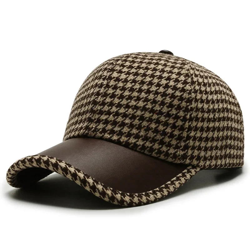 Elegante Herren Leder Schirmmütze