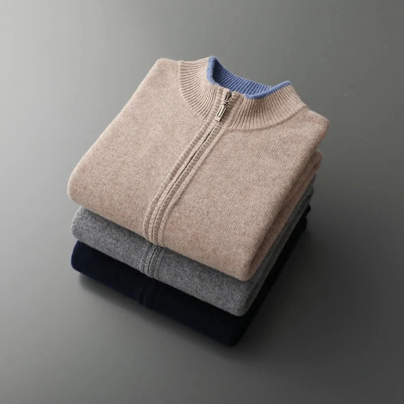Herren Merino Wolle Strickjacke mit Reißverschluss - Image 10