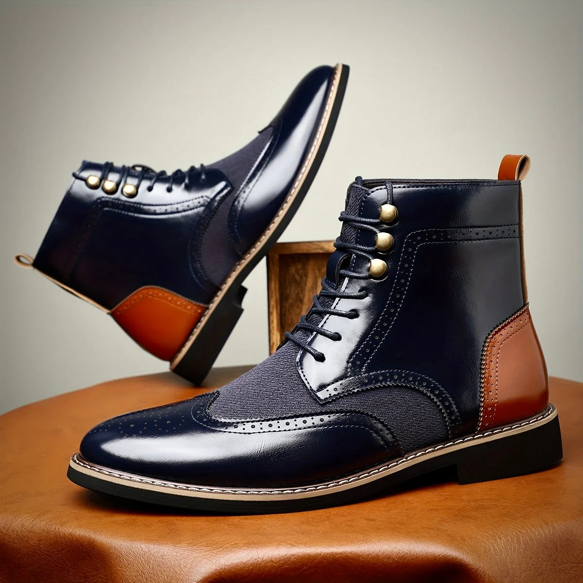 Elegante Herren Oxford Lederstiefel - Image 9