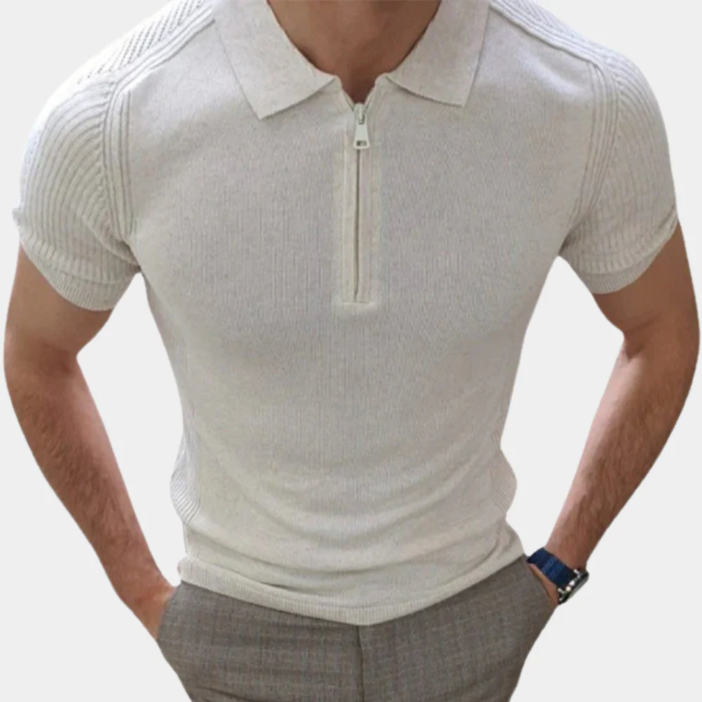 Herren Poloshirt mit Reißverschluss - Casual Eleganz - Baumwolle - Image 4