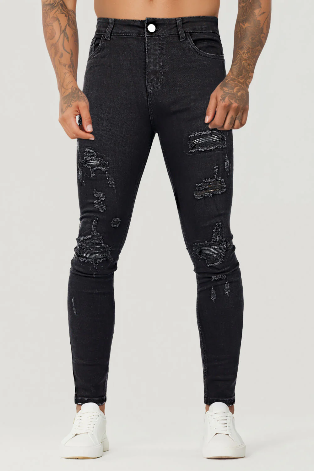 Zerrissene Schwarze Skinny Jeans Herren - Image 6