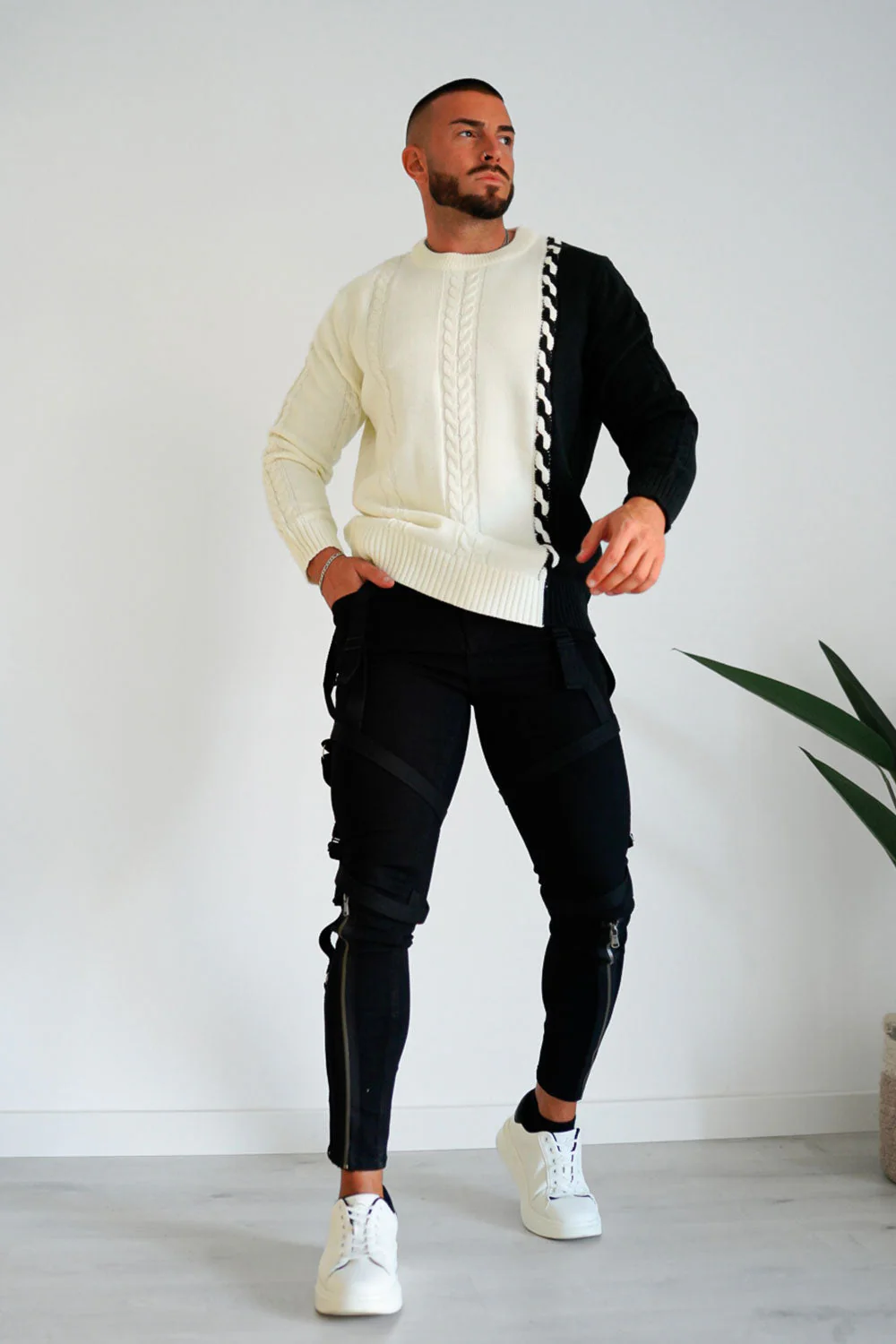 Skinny Herren Jeans mit Reißverschluss - Schwarz - Image 2