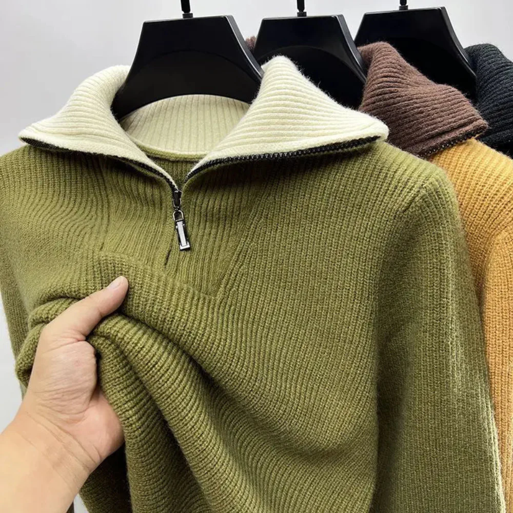 Herren Stehkragen Pullover mit Reißverschluss - Sportlich Elegant - Image 2