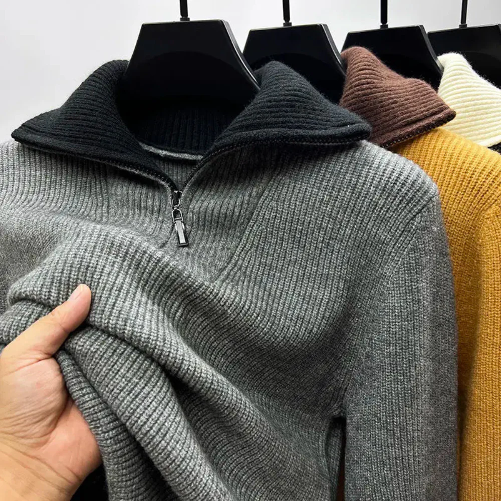 Herren Stehkragen Pullover mit Reißverschluss - Sportlich Elegant - Image 3