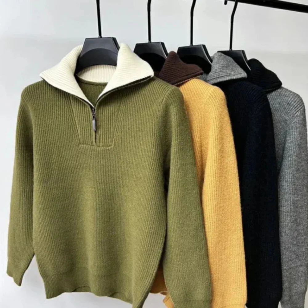 Herren Stehkragen Pullover mit Reißverschluss - Sportlich Elegant - Image 5