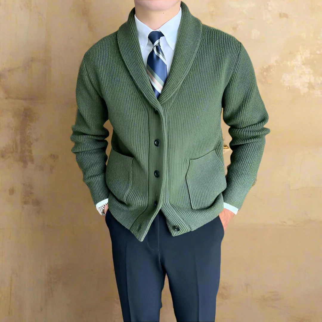 Gestreifter Herren Strickcardigan aus Baumwolle - Image 3