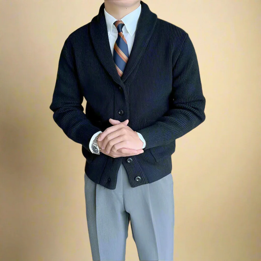 Gestreifter Herren Strickcardigan aus Baumwolle - Image 6
