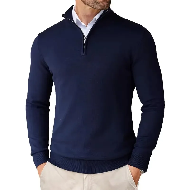 Herren Strickpullover mit Reißverschluss am Kragen - Weicher Baumwollmix - Image 3