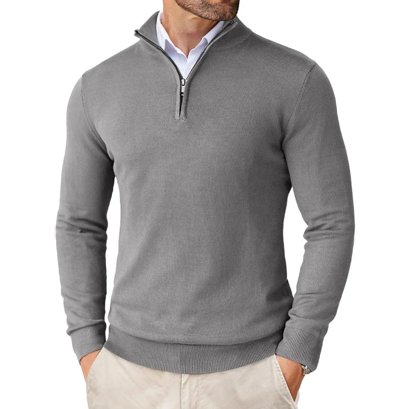 Herren Strickpullover mit Reißverschluss am Kragen - Weicher Baumwollmix - Image 9
