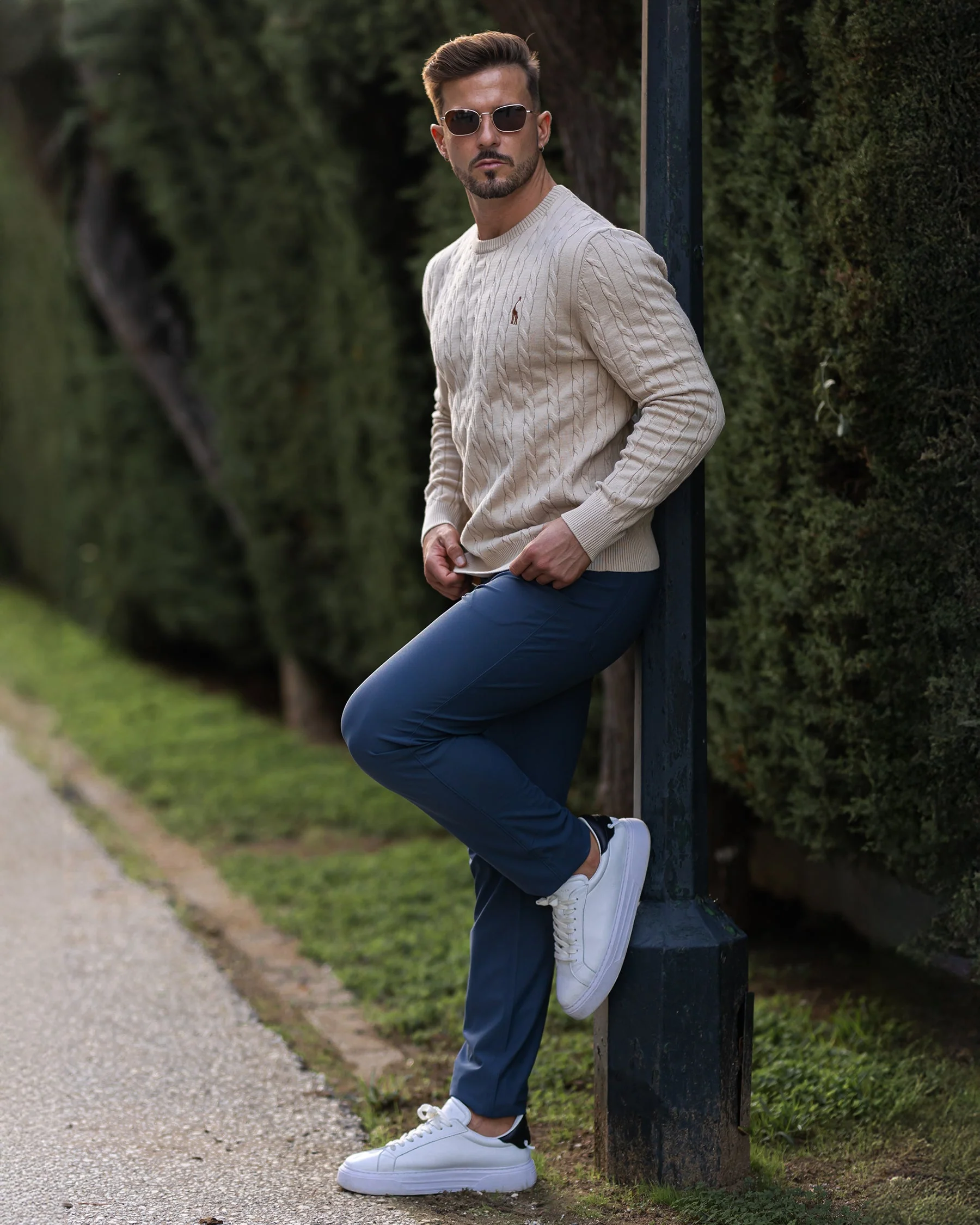 Herren Zopfmuster Strickpullover aus Baumwolle - Image 15