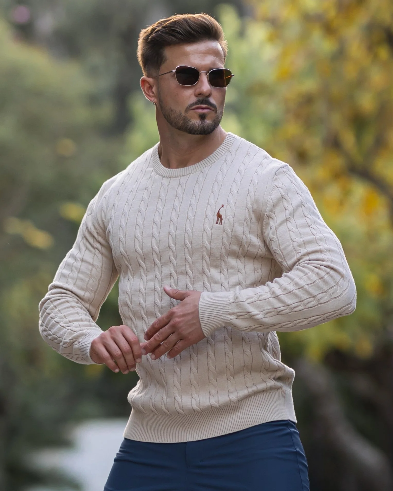 Herren Zopfmuster Strickpullover aus Baumwolle - Image 20