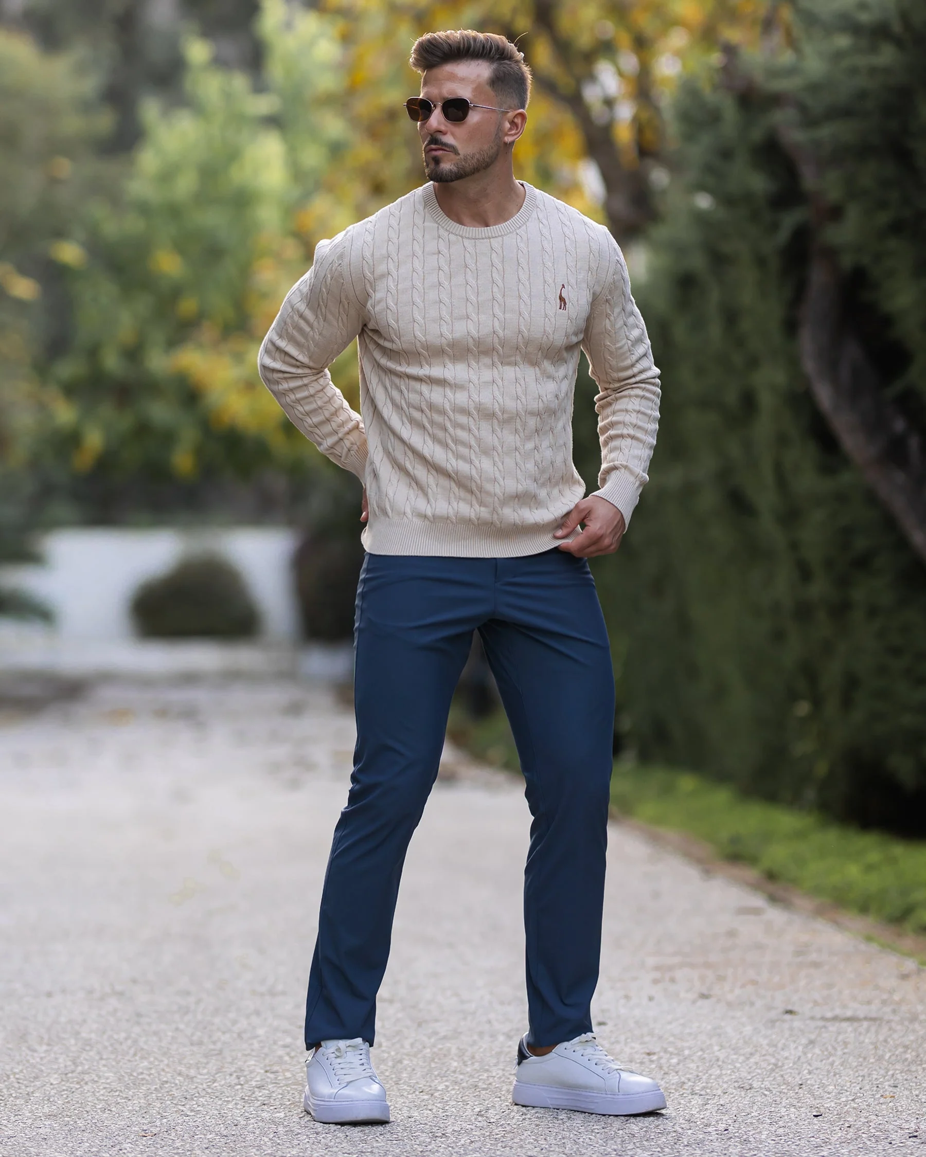 Herren Zopfmuster Strickpullover aus Baumwolle - Image 25