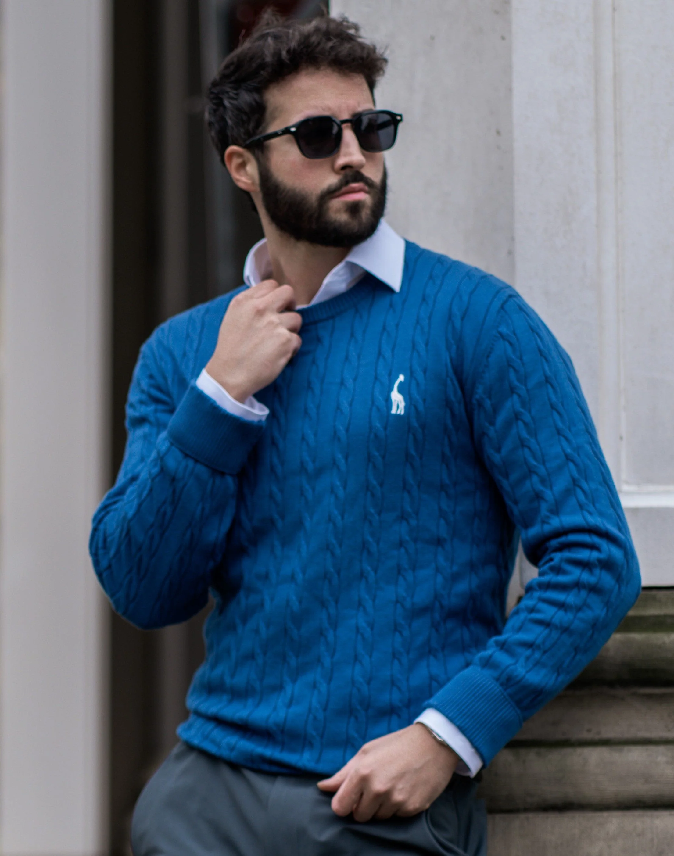 Herren Zopfmuster Strickpullover aus Baumwolle - Image 6