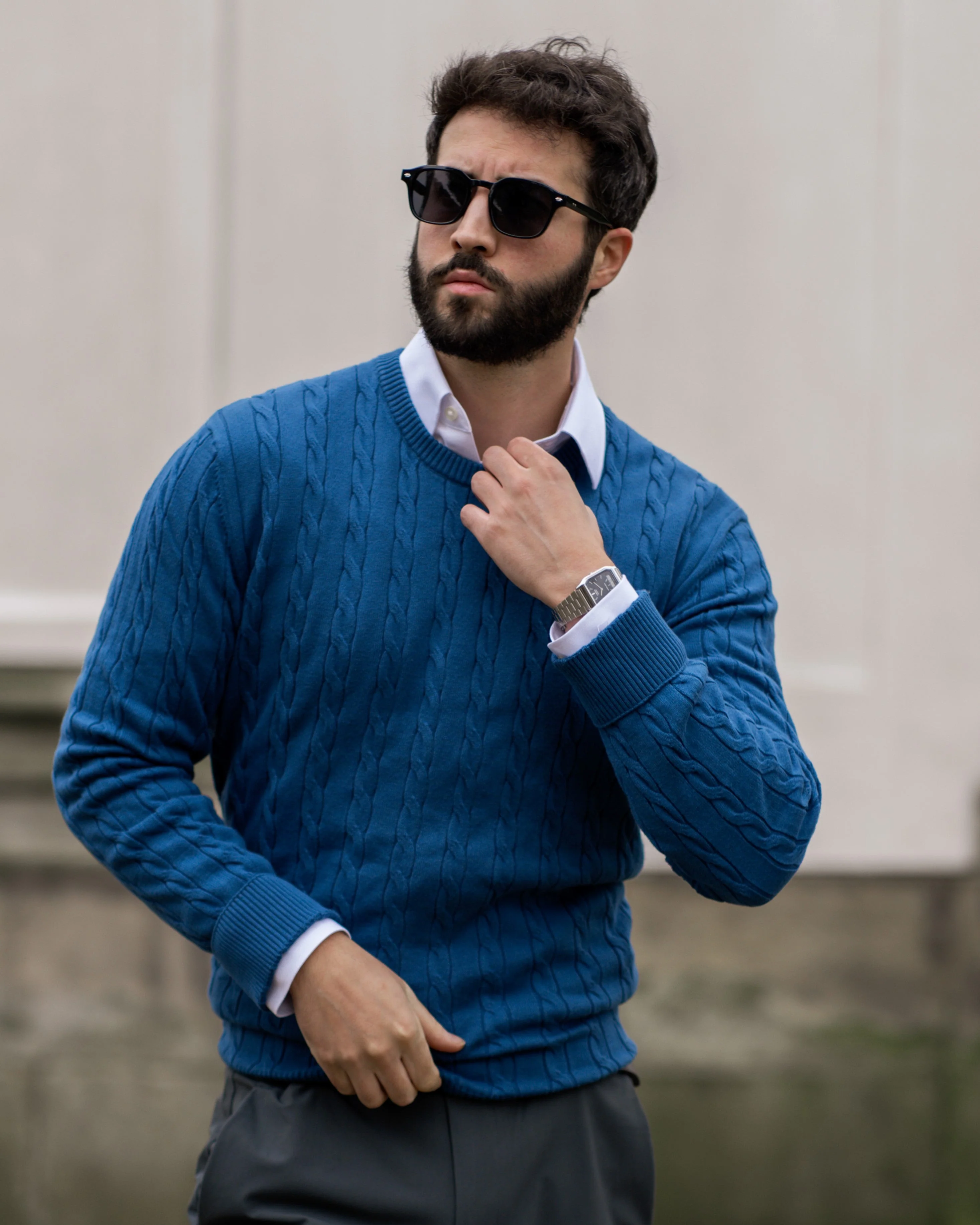Herren Zopfmuster Strickpullover aus Baumwolle - Image 7
