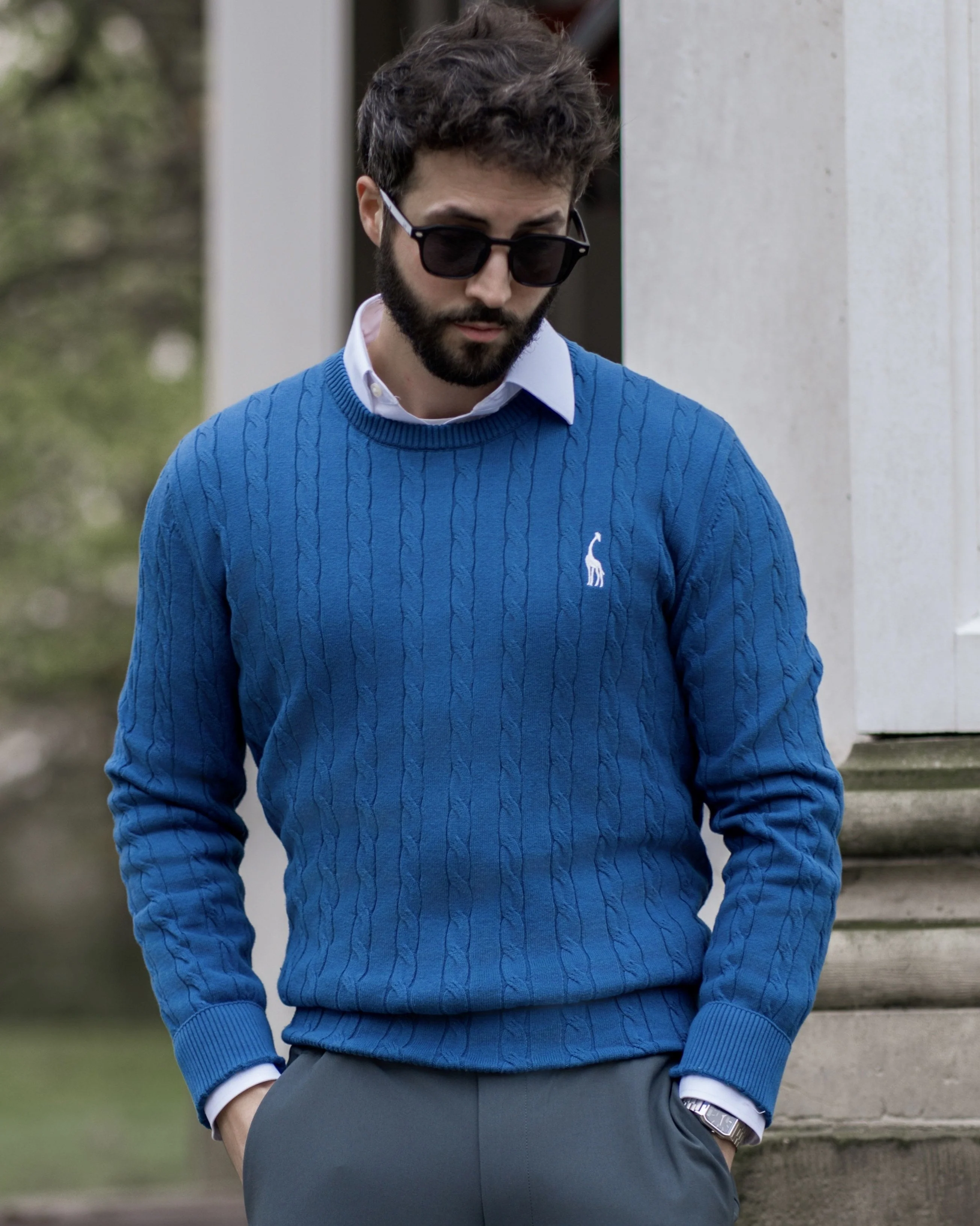 Herren Zopfmuster Strickpullover aus Baumwolle - Image 8