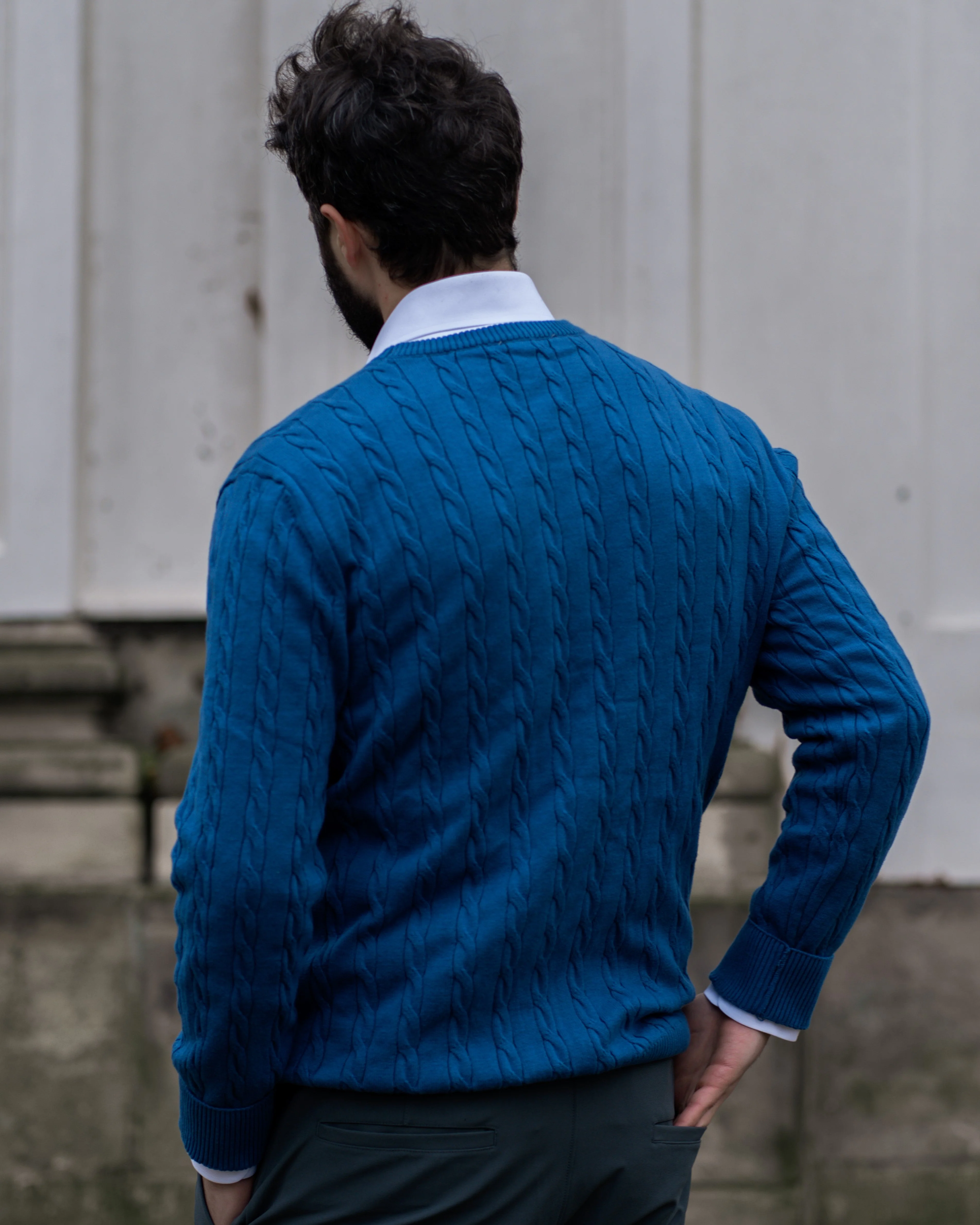 Herren Zopfmuster Strickpullover aus Baumwolle - Image 9