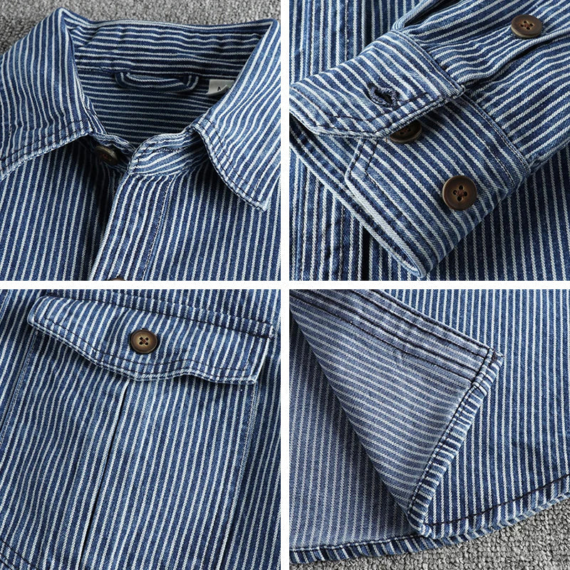 Klassisches Denim Herrenhemd in Vintage-Look - Image 6