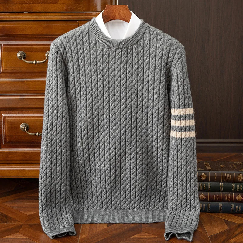 Herren Zopfstrick Pullover in Wollmischung - Image 3