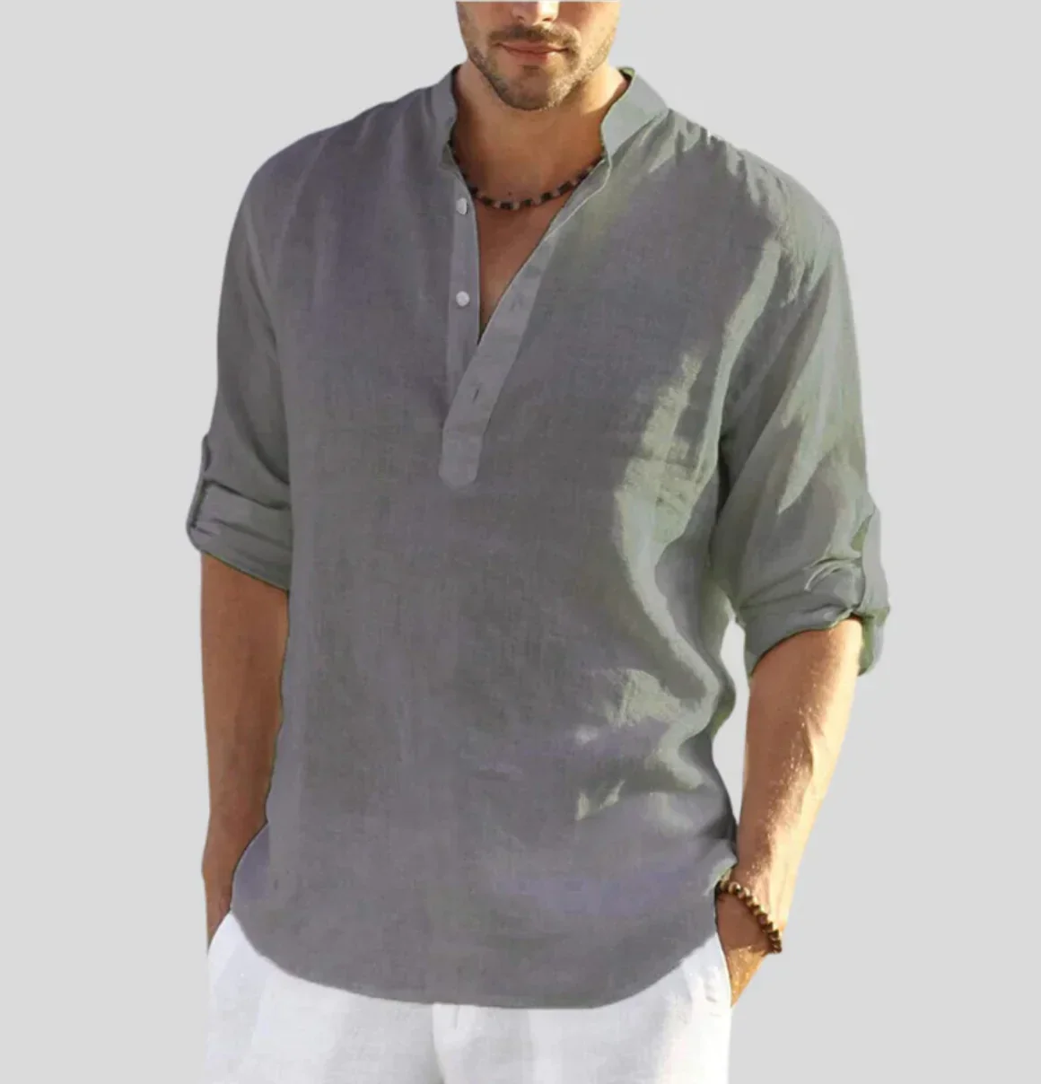 Elegantes Herren Leinenhemd mit Kragen - Image 3