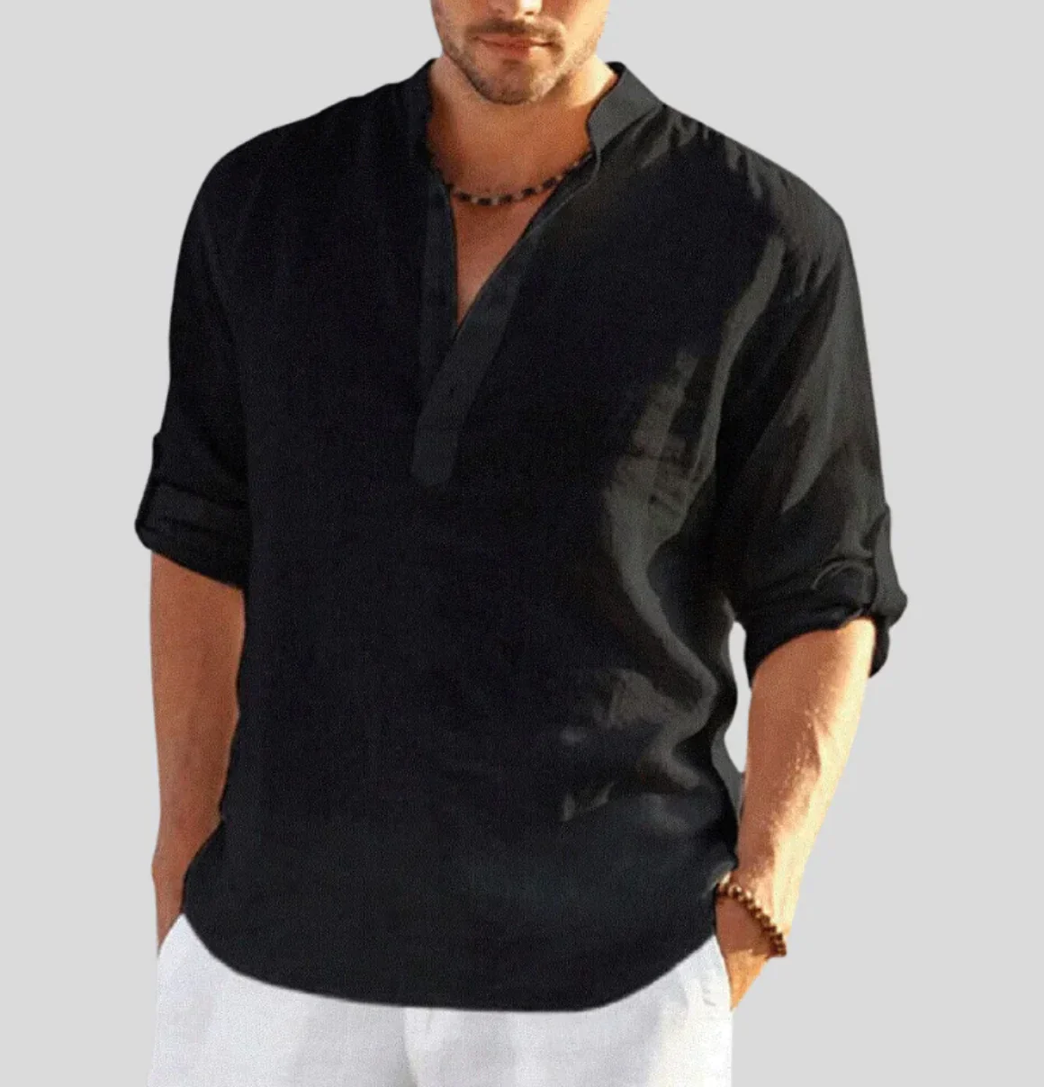 Elegantes Herren Leinenhemd mit Kragen - Image 4