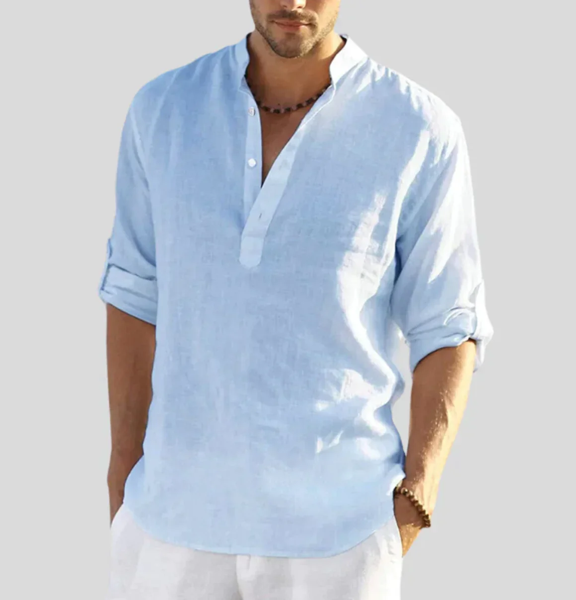 Elegantes Herren Leinenhemd mit Kragen - Image 5