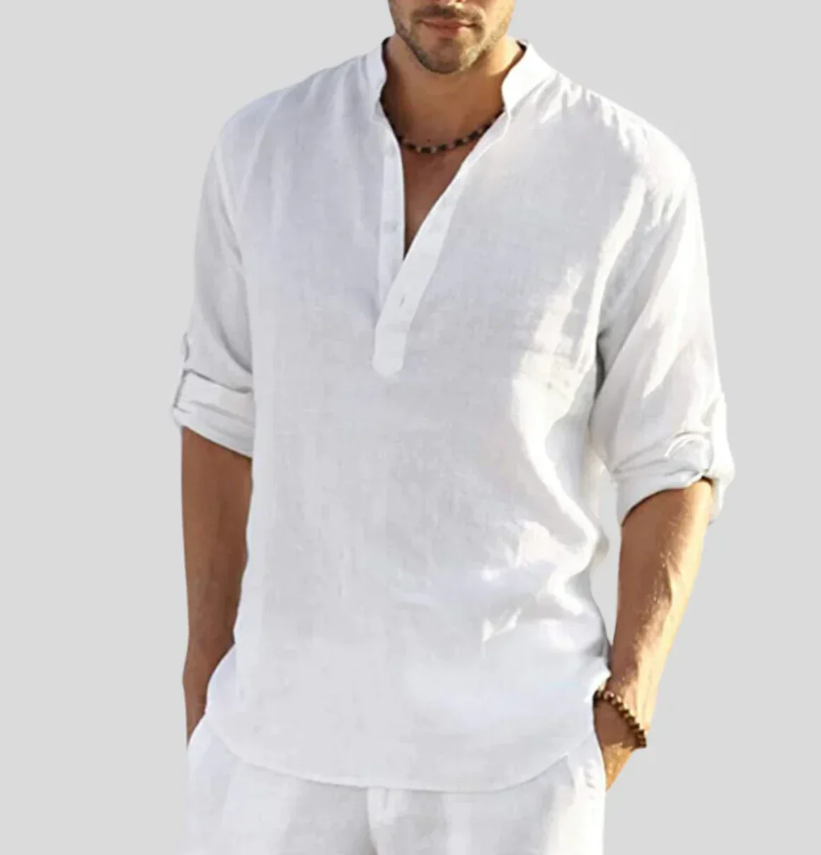 Elegantes Herren Leinenhemd mit Kragen - Image 7