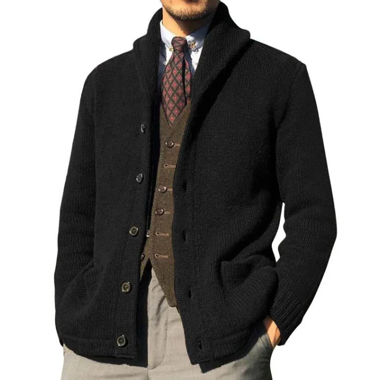 Klassisch gestrickte Herren Jacke mit Knöpfen - Image 4