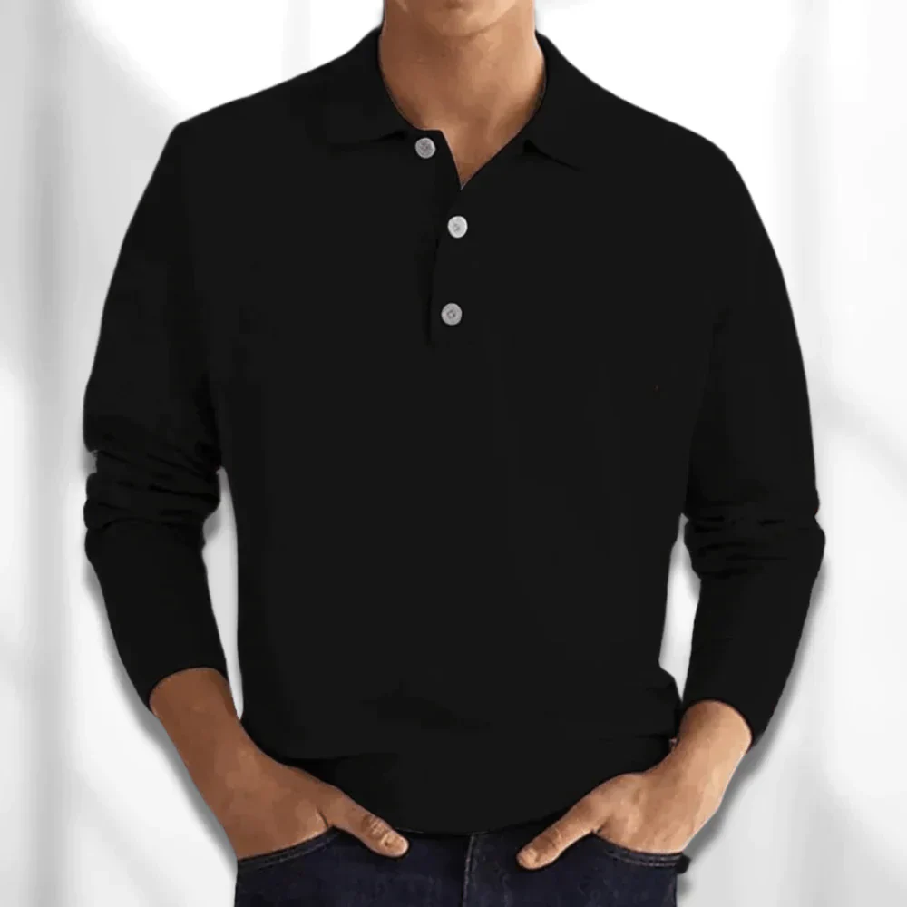 Klassisches Langarm Polo-Shirt für Herren - Image 4