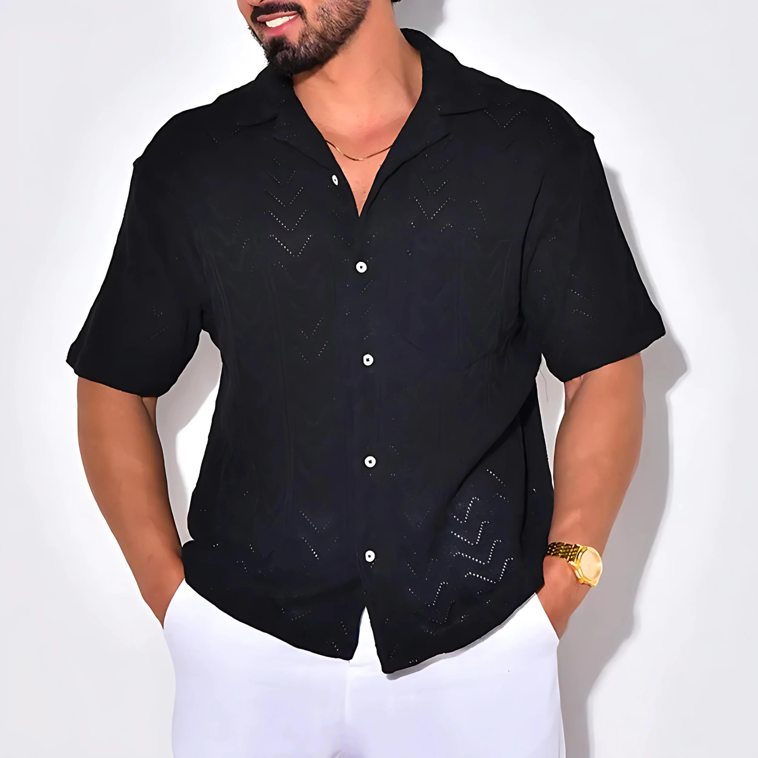 Herren Kurzarmhemd mit Reverskragen – Stilvoll und Praktisch - Image 6