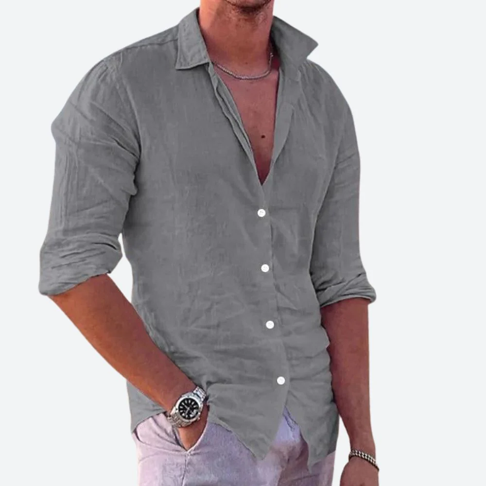 Lässiges Leinen Herren Hemd - Image 4