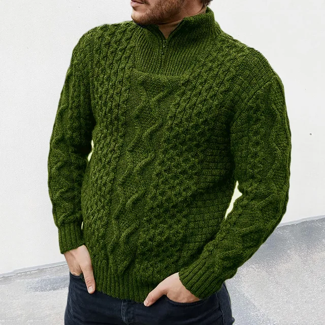 Gestrickter Premium Herren Pullover mit Half-Zip Kragen - Image 3