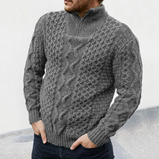 Gestrickter Premium Herren Pullover mit Half-Zip Kragen - Image 4