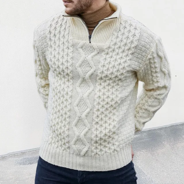 Gestrickter Premium Herren Pullover mit Half-Zip Kragen - Image 5