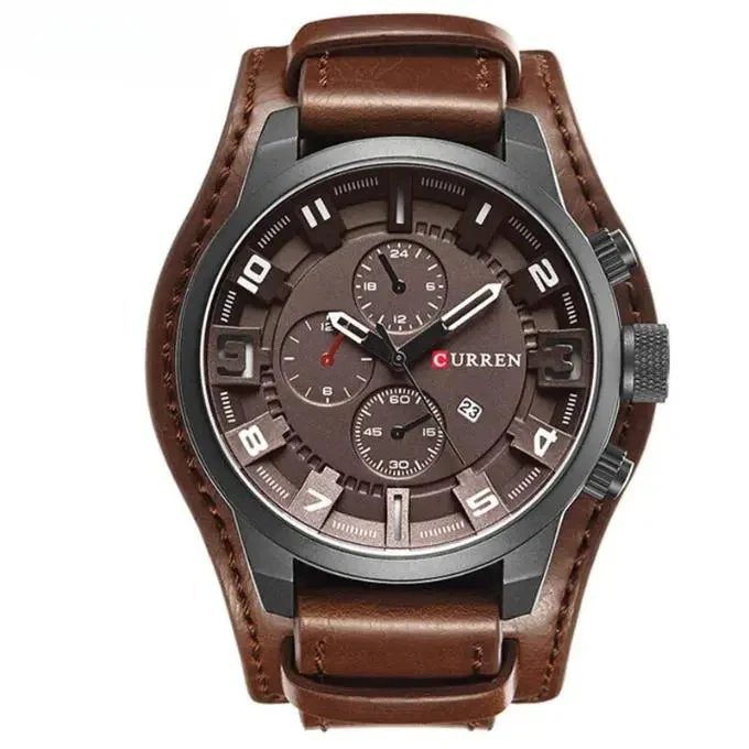 Herren Leder Chronograph Armbanduhr - Image 4