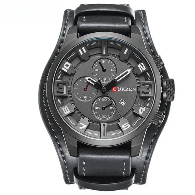 Herren Leder Chronograph Armbanduhr - Image 5