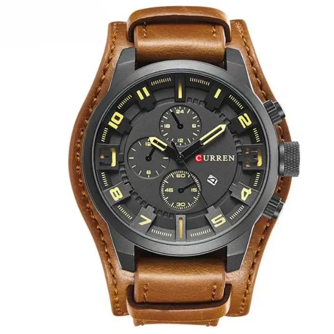 Herren Leder Chronograph Armbanduhr - Image 6