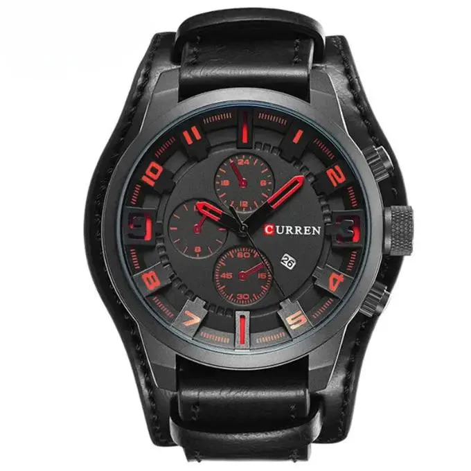 Herren Leder Chronograph Armbanduhr - Image 7