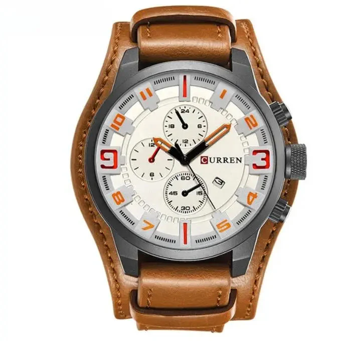 Herren Leder Chronograph Armbanduhr - Image 8