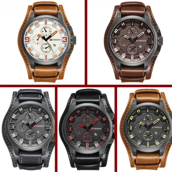 Herren Leder Chronograph Armbanduhr - Image 9
