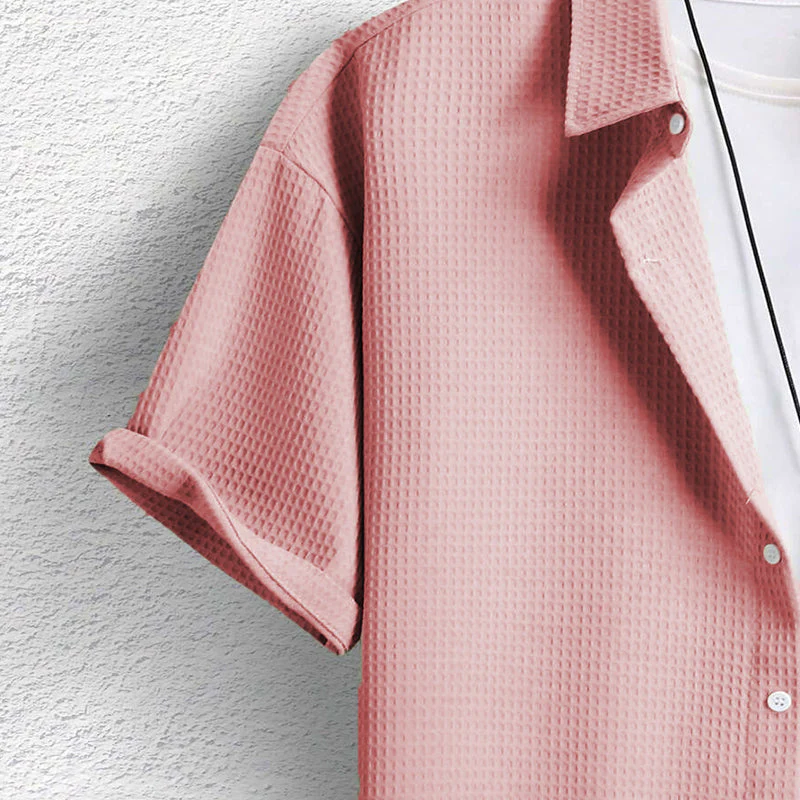 Elegantes & Komfortables Herren Hemd im Waffel-Strickmuster - Image 3