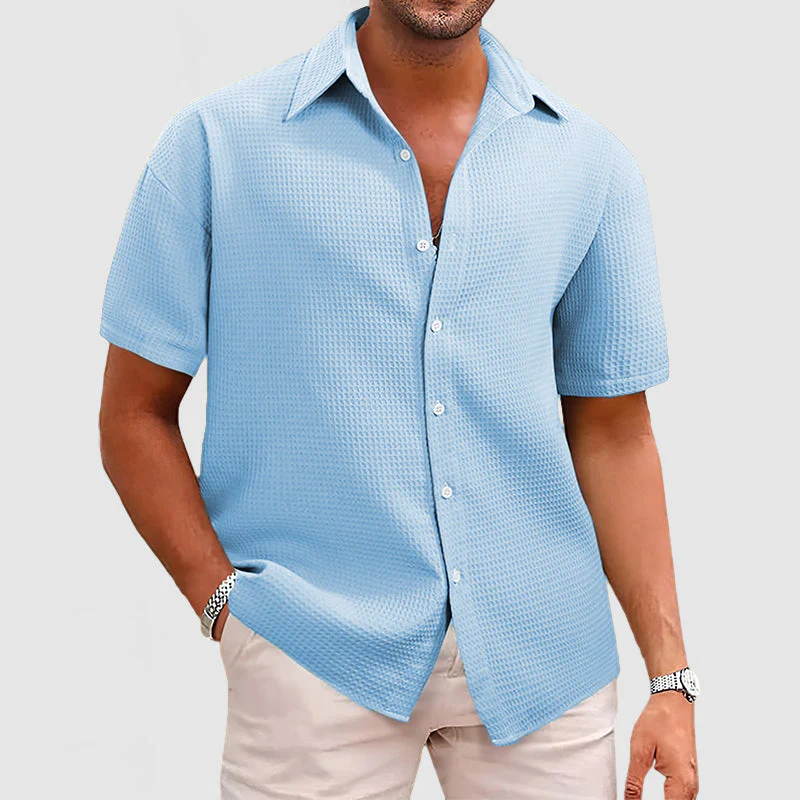 Elegantes & Komfortables Herren Hemd im Waffel-Strickmuster - Image 5