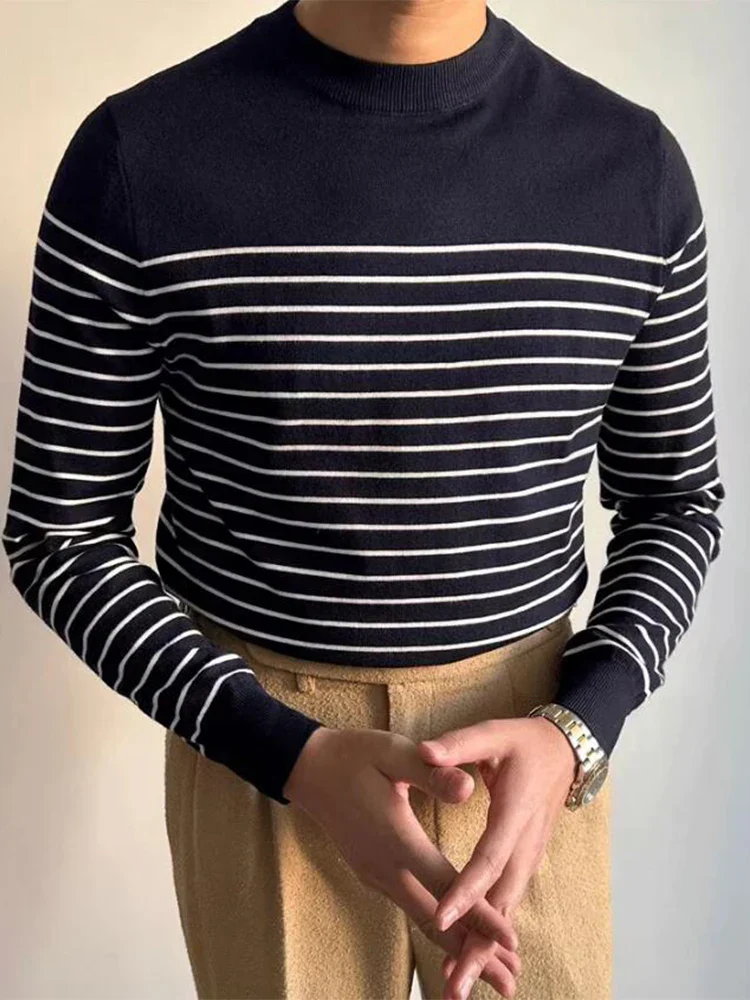 Gestreifter Men Strickpullover aus Merinowolle - Image 3