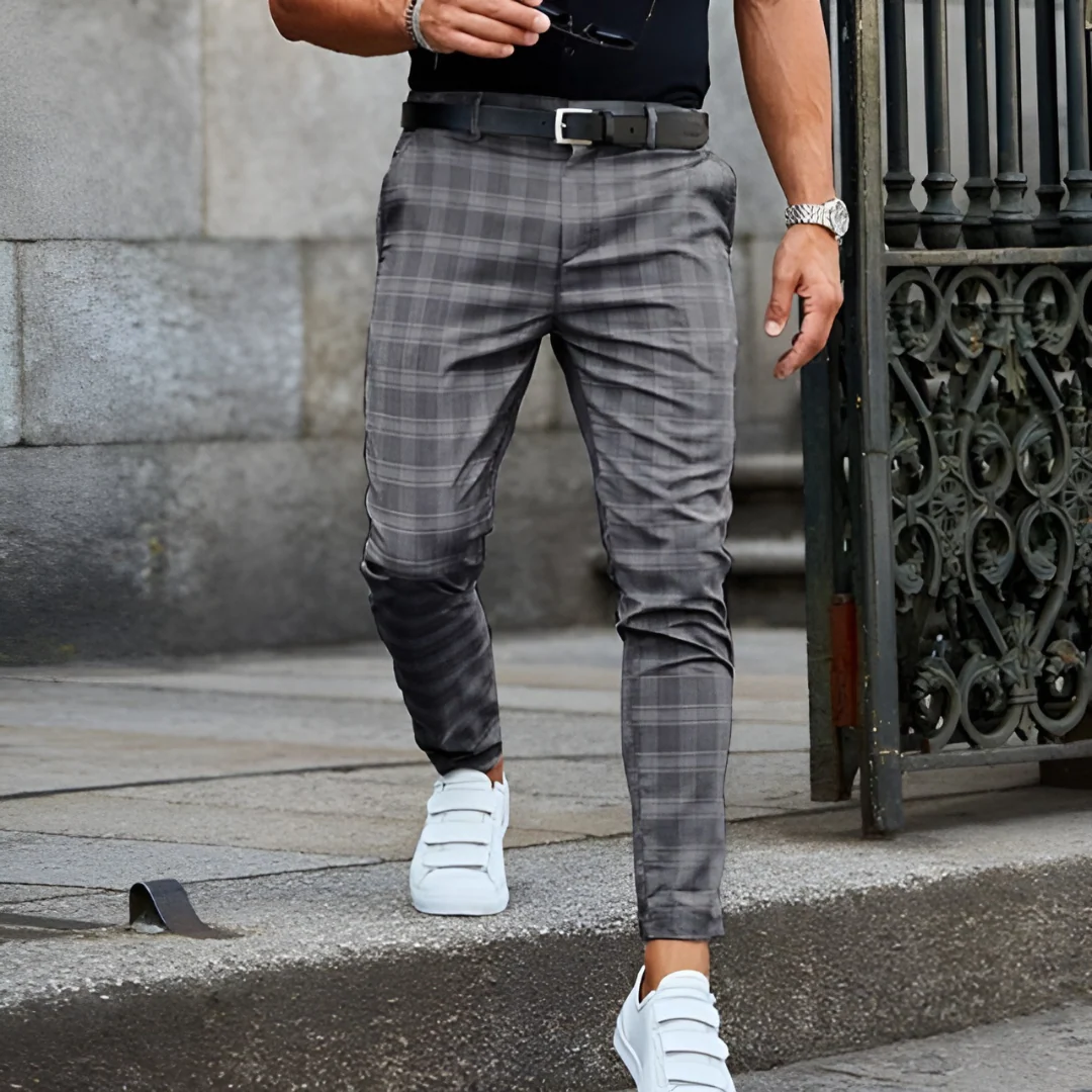Elegante Herren Slim Fit Hose im Karomuster - Image 2