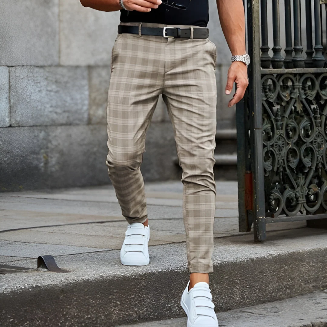 Elegante Herren Slim Fit Hose im Karomuster - Image 3
