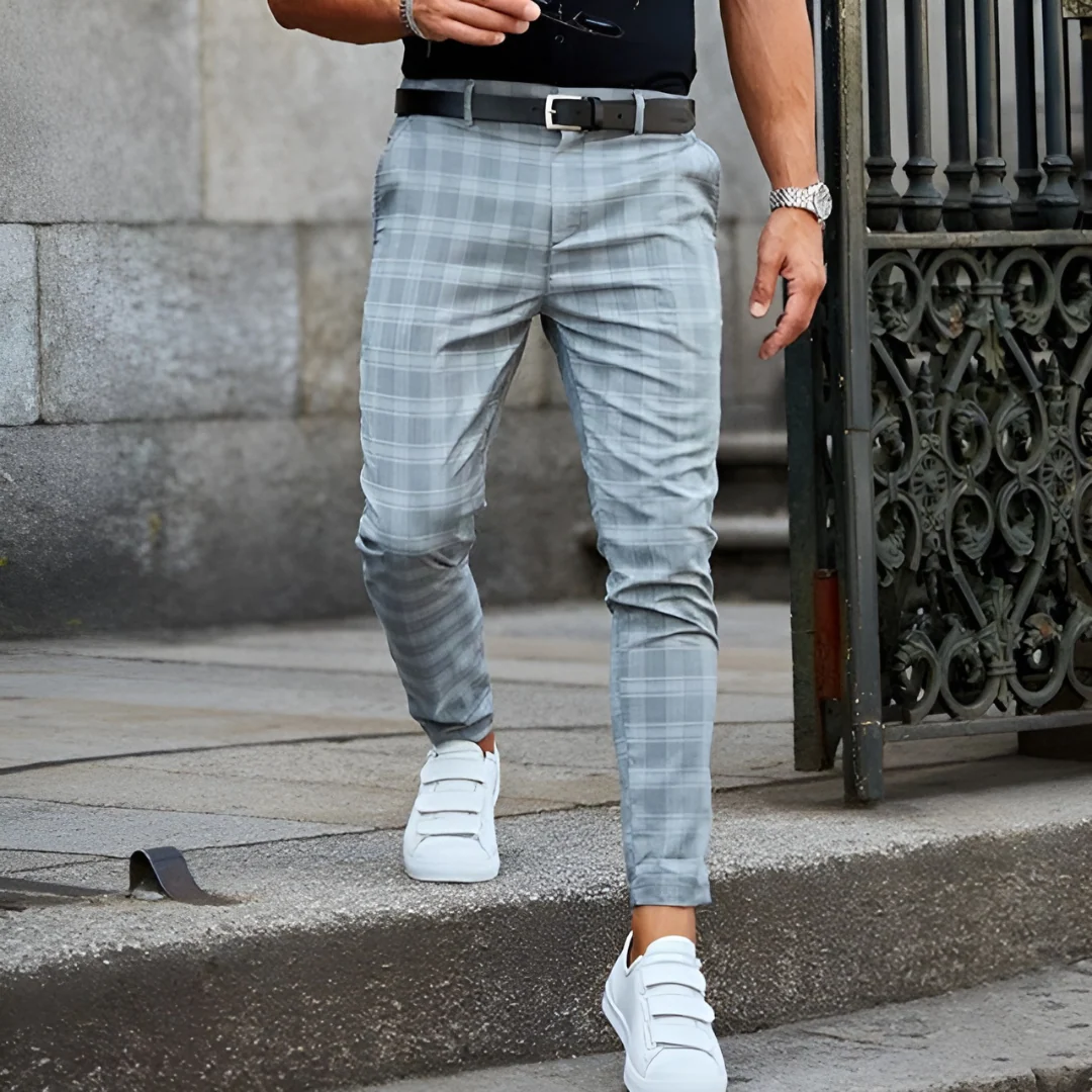 Elegante Herren Slim Fit Hose im Karomuster - Image 4