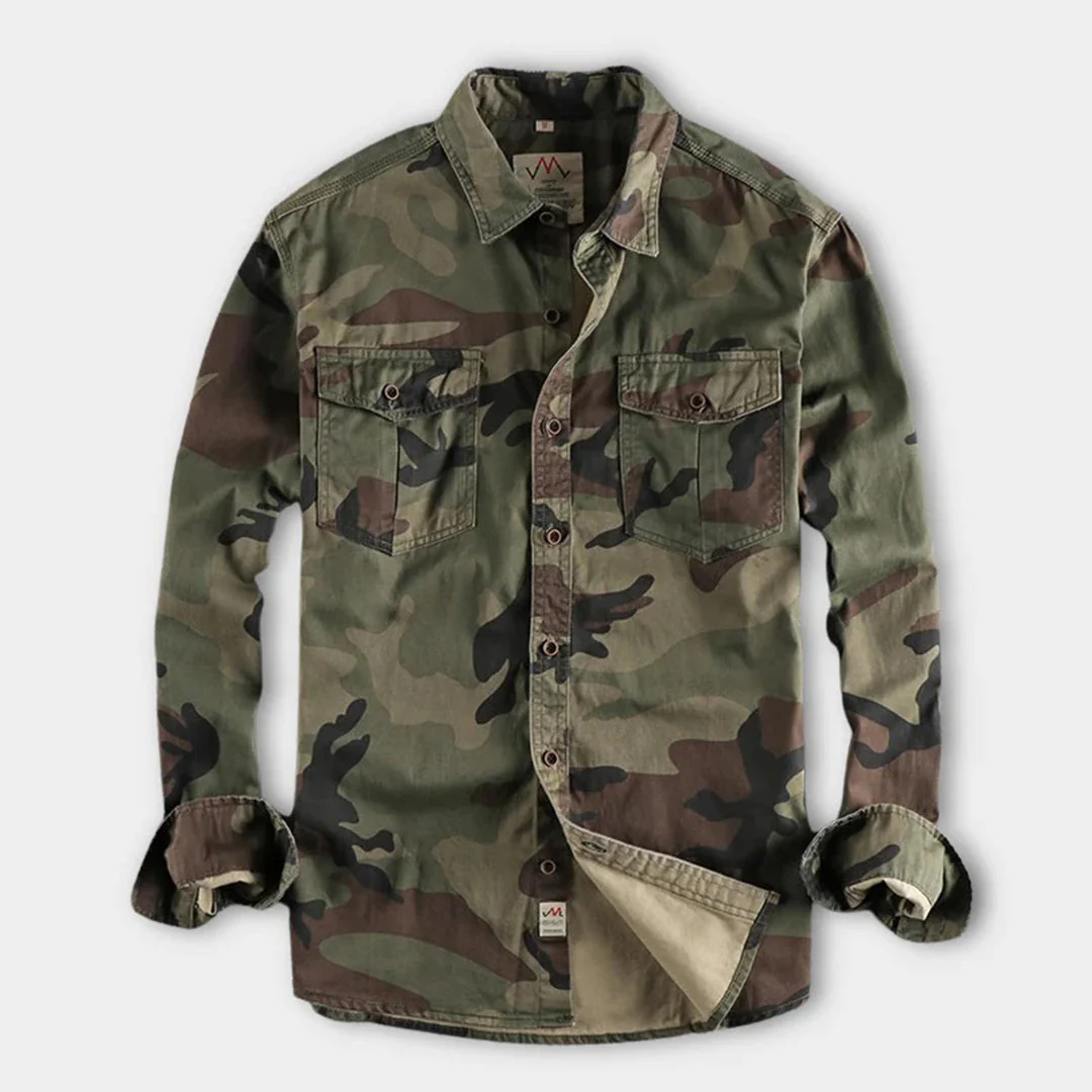 Robustes Herren langarm Hemd in Camouflage Optik - Image 4
